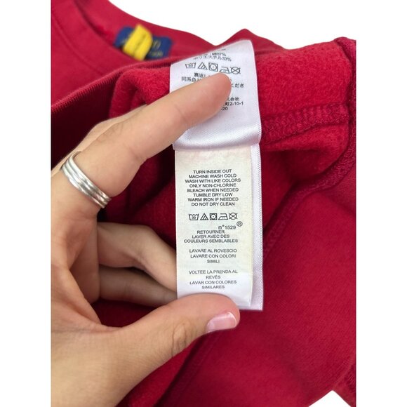 Polo Ralph Lauren Kid's M (10-12) Red Sweatshirt Polo Bear Christmas Tree - Picture 6 of 7